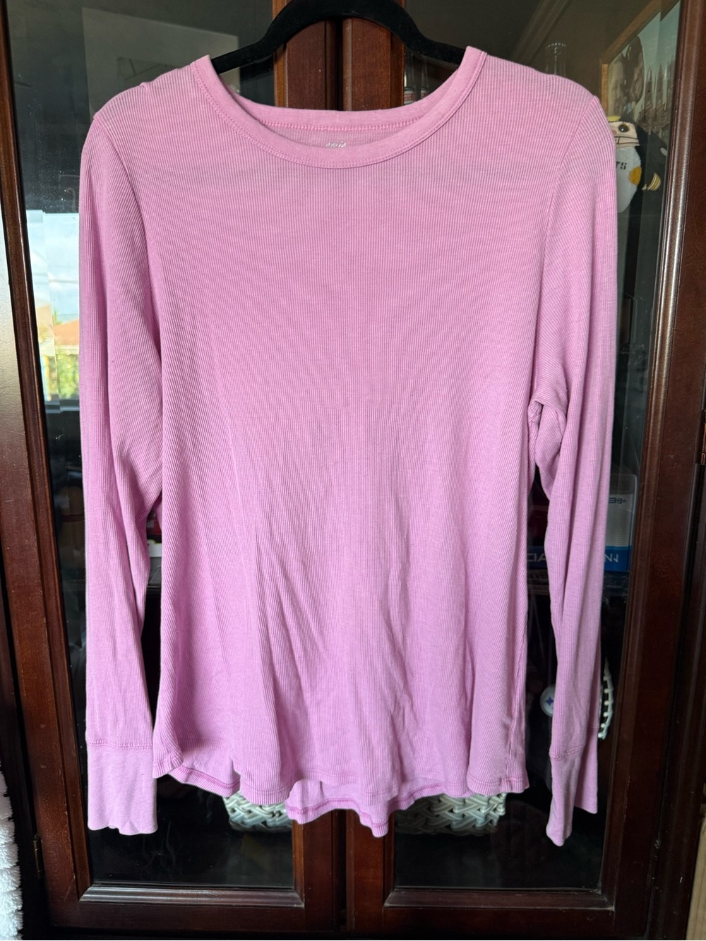 aerie Long-Sleeve Ribbed Top in Dusty Pink